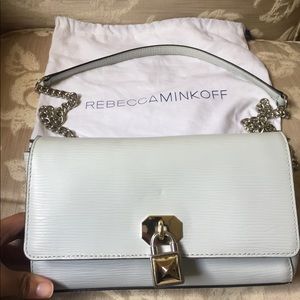 Rebecca Minkoff baby blue  saffiano handbag